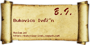 Bukovics Iván névjegykártya